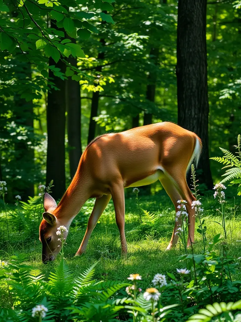 An image of a healthy deer population in a managed hunting area, illustrating the benefits of regulated hunting practices.